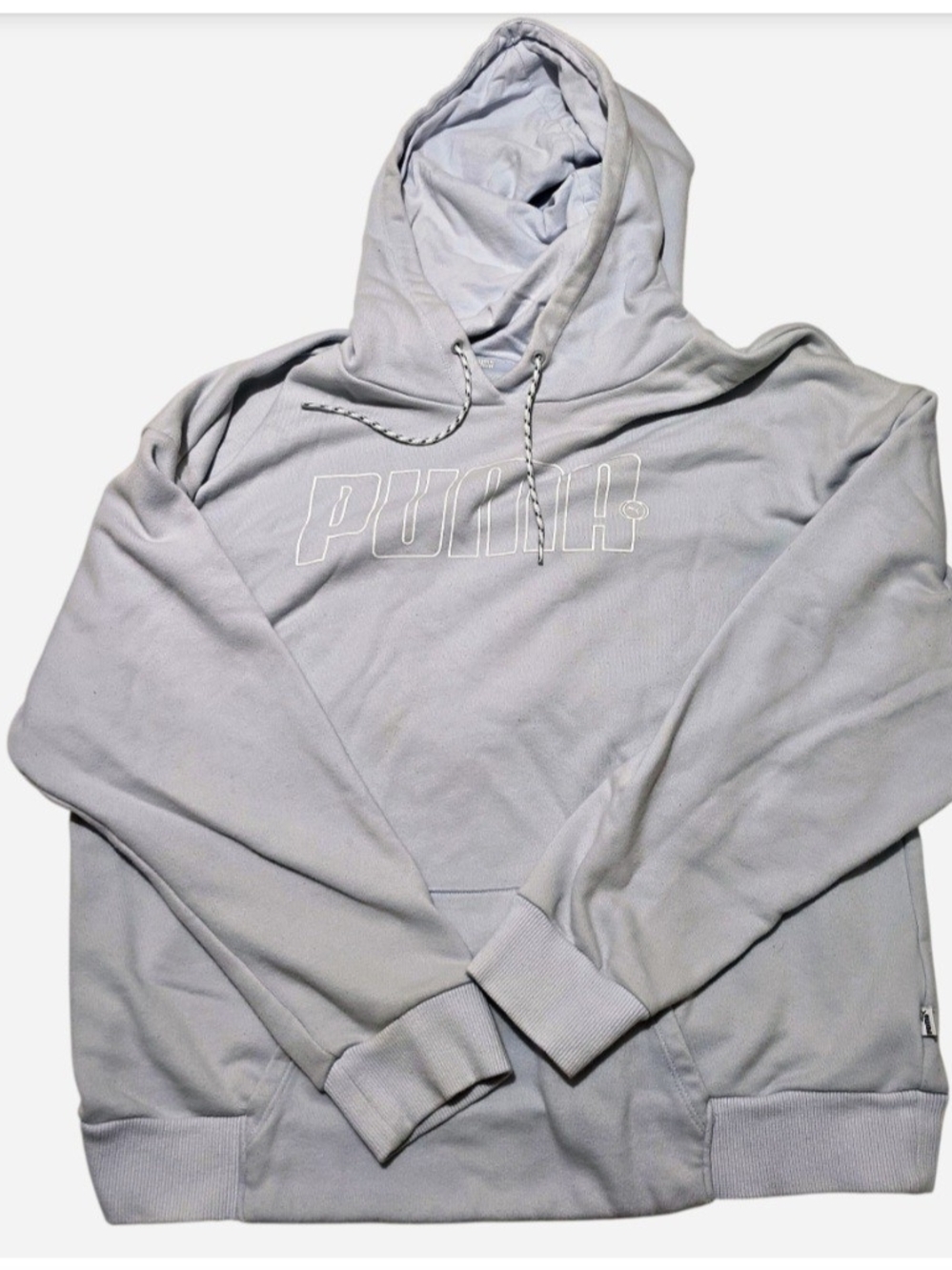 Puma Men's Light Gray Pullover Hoodie with Logo Sz. L
